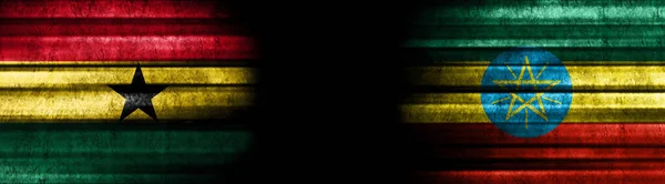 Bandiere Ghana Etiopia Sfondo Nero — Foto Stock