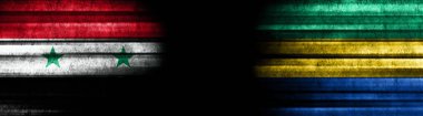 Kara Arkaplanda Suriye ve Gabon Bayrakları