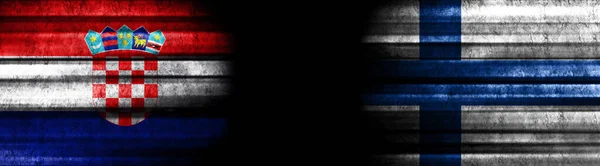Croatia Finland Flags Black Background — Stock Photo, Image