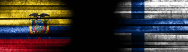 Еквадор Фінляндія Прапори Чорному Тлі — стокове фото