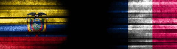 Ekvador Fransa Siyah Arkaplanda Bayraklar — Stok fotoğraf