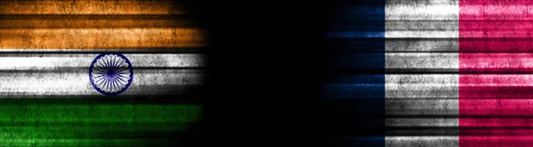 Флаги Индии Франции Чёрном Фоне — стоковое фото