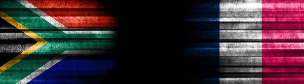 Bandiere Sud Africa Francia Sfondo Nero — Foto Stock