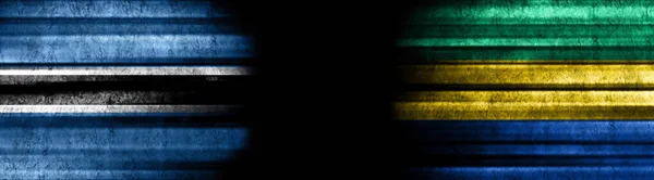 Botswana Gabon Flags Black Background — Stock Photo, Image