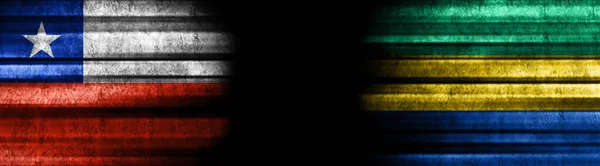 Σημαίες Χιλής Και Γκαμπόν Μαύρο Φόντο — Φωτογραφία Αρχείου