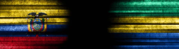 Εκουαδόρ Και Γκαμπόν Σημαίες Μαύρο Φόντο — Φωτογραφία Αρχείου