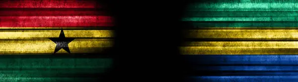 Γκάνα Και Γκαμπόν Σημαίες Μαύρο Φόντο — Φωτογραφία Αρχείου
