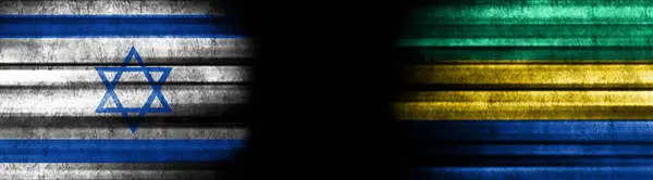 Flagi Izraela Gabonu Czarnym Tle — Zdjęcie stockowe