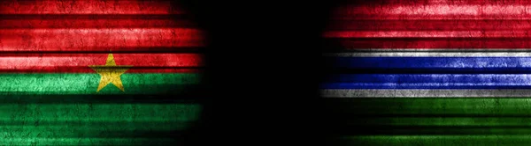 Burkina Faso Gambia Banderas Sobre Fondo Negro — Foto de Stock