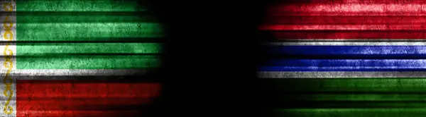 Bandeiras Chechênia Gâmbia Fundo Preto — Fotografia de Stock