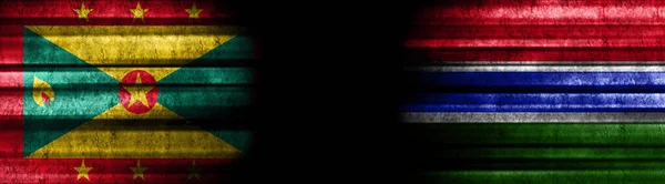 Banderas Granada Gambia Sobre Fondo Negro —  Fotos de Stock