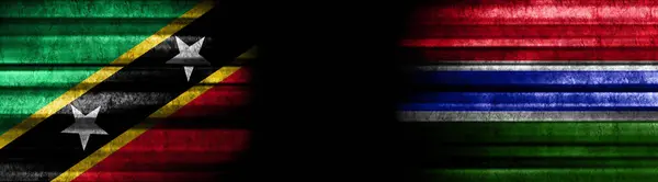 Сент Кітс Невіс Гамбія Прапори Чорному Тлі — стокове фото