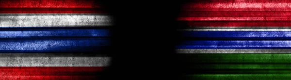 Таїланд Гамбія Прапори Чорному Тлі — стокове фото