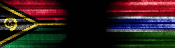 Vanuatu Gambie Vlajky Černém Pozadí — Stock fotografie