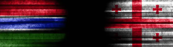Гамбія Грузія Прапори Чорному Тлі — стокове фото