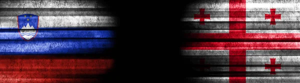 Флаги Словении Грузии Чёрном Фоне — стоковое фото