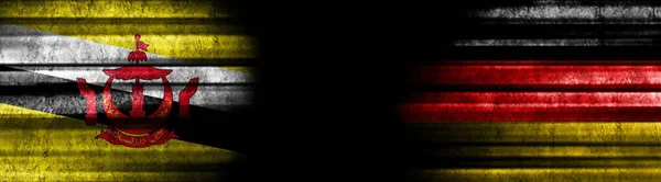 Stock image Brunei and Germany Flags on Black Background