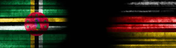 Bandeiras Dominica Alemanha Fundo Preto — Fotografia de Stock