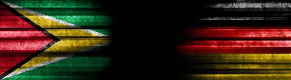 Bandiere Guyana Germania Sfondo Nero — Foto Stock