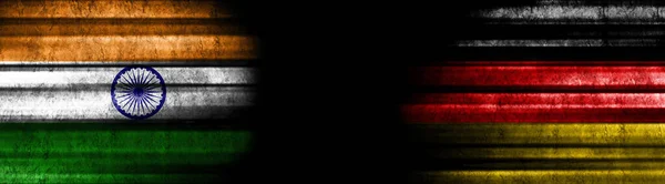 Ινδία Και Γερμανία Σημαίες Μαύρο Φόντο — Φωτογραφία Αρχείου