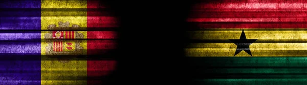 Banderas Andorra Ghana Sobre Fondo Negro — Foto de Stock