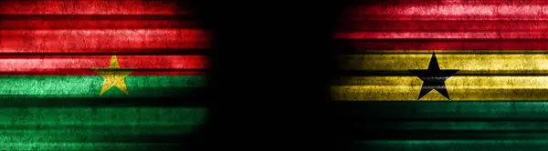 Bandeiras Burkina Faso Gana Fundo Preto — Fotografia de Stock