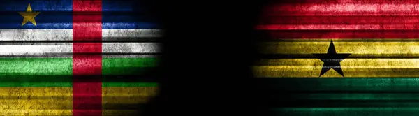 Flagi Republiki Środkowoafrykańskiej Ghany Czarnym Tle — Zdjęcie stockowe