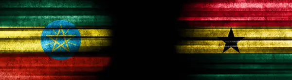 Ефіопія Гана Прапори Чорному Тлі — стокове фото