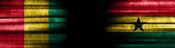 Flaggen Guineas Und Ghanas Auf Schwarzem Hintergrund — Stockfoto