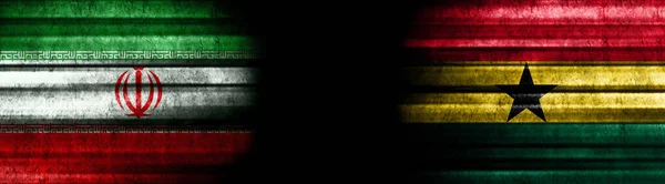 Bandiere Iran Ghana Sfondo Nero — Foto Stock