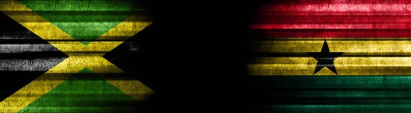 Σημαίες Τζαμάικα Και Γκάνα Μαύρο Φόντο — Φωτογραφία Αρχείου