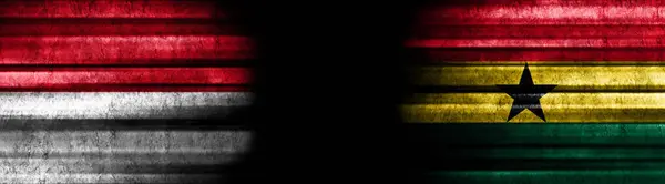 Banderas Mónaco Ghana Sobre Fondo Negro —  Fotos de Stock