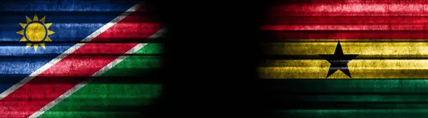 Namibië Ghana Vlaggen Zwarte Achtergrond — Stockfoto