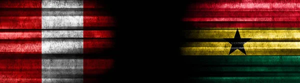 Banderas Perú Ghana Sobre Fondo Negro — Foto de Stock