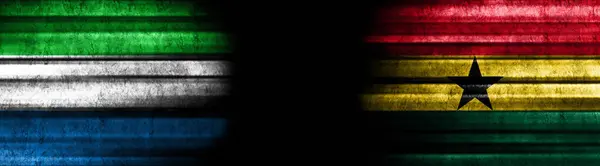 Flaggen Sierra Leones Und Ghanas Auf Schwarzem Hintergrund — Stockfoto