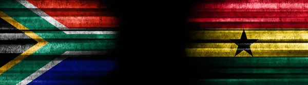 Південна Африка Гана Прапори Чорному Тлі — стокове фото