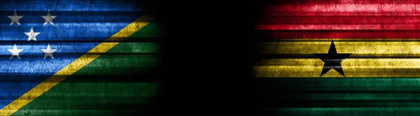 Νήσοι Σολομώντος Και Γκάνα Σημαίες Μαύρο Φόντο — Φωτογραφία Αρχείου