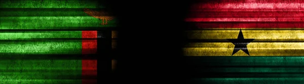 Sambia Und Ghana Flaggen Auf Schwarzem Hintergrund — Stockfoto