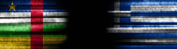 Bandeiras República Centro Africana Grécia Sobre Fundo Preto — Fotografia de Stock