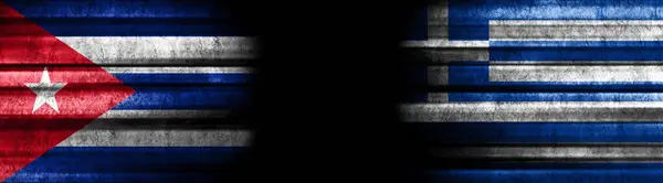 Куба Греція Прапори Чорному Тлі — стокове фото