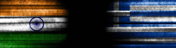 India Grecia Bandiere Sfondo Nero — Foto Stock