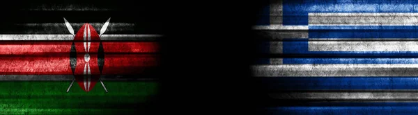 Kenya Greece Flags Black Background — Stock Photo, Image