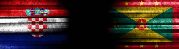 Хорватія Гренада Прапори Чорному Тлі — стокове фото