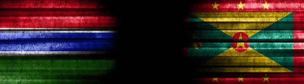 Banderas Gambia Granada Sobre Fondo Negro — Foto de Stock