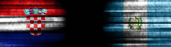 Флаги Хорватии Гватемалы Чёрном Фоне — стоковое фото