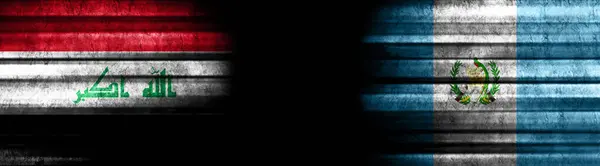 Flagi Iraku Gwatemali Czarnym Tle — Zdjęcie stockowe