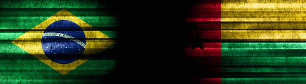 Bandeiras Brasil Guiné Bissau Sobre Fundo Preto — Fotografia de Stock