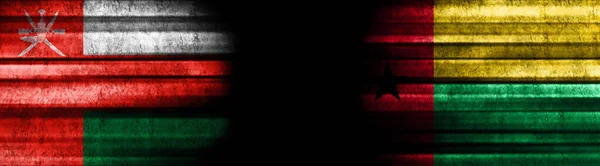 Bandiere Oman Guinea Bissau Sfondo Nero — Foto Stock