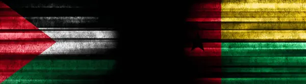 Bandiere Palestina Guinea Bissau Sfondo Nero — Foto Stock