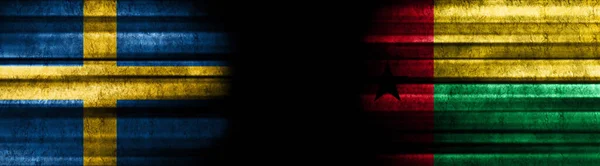 Bandiere Svezia Guinea Bissau Sfondo Nero — Foto Stock